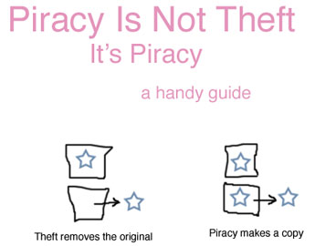 slogan: piracy is not theft - it's piracy